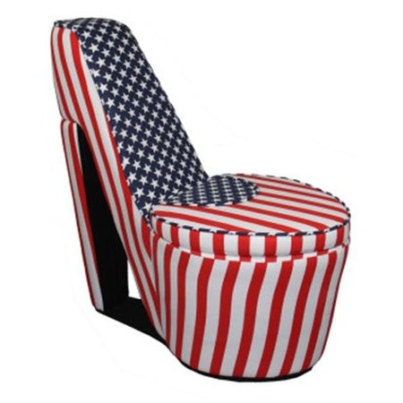 ORE INTERNATIONAL ORE International HB4567 Patriotic Blue Red Stripes High Heels Storage Chair HB4567